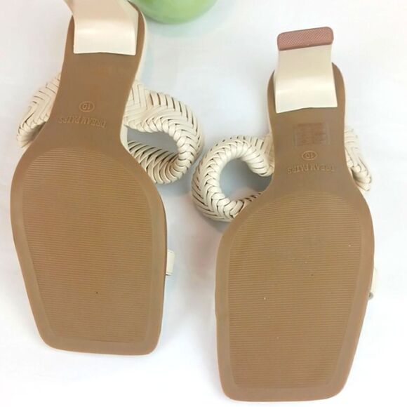 Dream Paris women's nude slip on square toe heels with braided straps size 10 - Picture 10 of 11